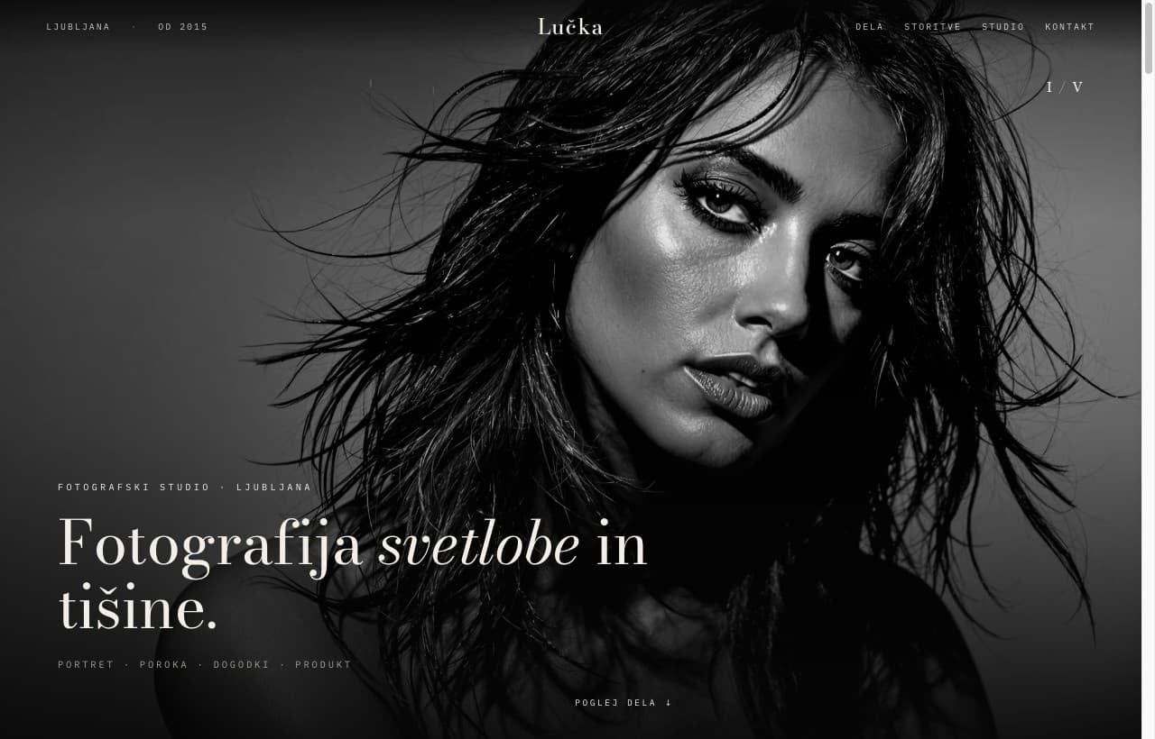Foto studio Lučka, primer spletne strani MojaStran