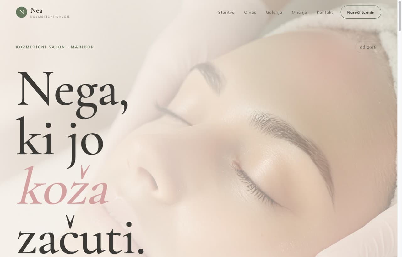 Kozmetika Nea, primer spletne strani MojaStran