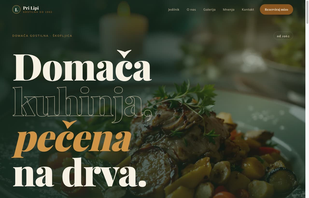 Gostilna Pri Lipi, primer spletne strani MojaStran